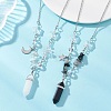 2Pcs Bullet Natural & Synthetic Gemstone Pendant Necklaces for Women Men NJEW-TA00224-1