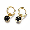 Brass Enamel Huggie Hoop Earrings EJEW-T014-37G-NF-3