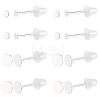 16Pairs 4 Styles 925 Sterling Silver Flat Pad Stud Earring Findings STER-BBC0009-08-7