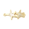 Ocean Brass Micro Pave Clear Cubic Zirconia Starfish Connector Charms KK-A296-27G-1