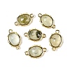 Natural Prehnite Faceted Oval Connector Charms G-I382-04G-01-1