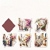 10Pcs 5 Styles Retro Building Paper Sticker Labels PW-WG64019-03-1