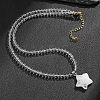Bohemian Natural Quartz Crystal Star Pendant 4MM Round Gems Beaded Necklaces FI0922-1-1