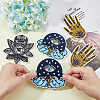 6Pcs 3 Style Evil Eye Theme Crystal Ball/Lotus/Hamsa Hand Embroidered Polyester Clothing Patches PATC-HY0001-22-6