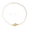 Vintage Natural Freshwater Pearl Rice Beaded Necklaces with 304 Stainless Steel Spring Ring Clasps for Women AQ9870-5