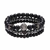 Fashion Retro Black Matte Bracelet Set with Zircon Crown ZZ8347-1-1