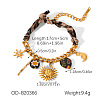 304 Stainless Steel & Resin Charm Leopard Print Scarf Bracelets WG041BF-03-1
