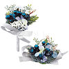 2Pcs 2 Style Silk Cloth Rose Flower Boutonniere Brooch & Wrist Corsage AJEW-CP0001-56-1