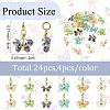 24Pcs 6 Styles Electroplate Glass with Brass Pendants PALLOY-YW00208-2