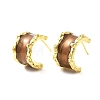 Brass Enamel Stud Earrings EJEW-B120-01G-03-2