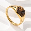 Round Natural Tiger Eye Chips Finger Rings RJEW-D303-03G-04-2