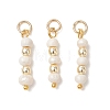 Natural Cultured Freshwater Pearl Potato with Round Electroplate Synthetic Non-magnetic Hematite Pendants PALLOY-JF04853-02-1