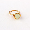 Iron Wire Wrapped Synthetic Luminous Stone Round Beaded Cuff Rings WGDBE9A-07-2