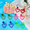 ANATTASOUL 9 Pairs 9 Style Hollow Heart Acrylic Dangle Stud Earrings for Woman EJEW-AN0004-09-7