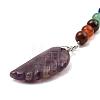 Natural Amethyst Feather Keychain G-Z033-12P-01-2