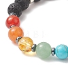 Chakra Theme Gemstone & Natural Lava Rock & Synthetic Hematite Beaded Stretch Bracelets for Women BJEW-JB09278-01-5