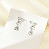 Brass Micro Pave Clear Cubic Zirconia Stud Earrings EJEW-R016-26P-02-2