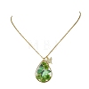 Transparent Epoxy Resin Teardrop & Brass Micro Pave Clear Cubic Zirconia Butterfly Pendant 304 Stainless Steel Cable Chain Necklaces for Women NJEW-JN06288-3
