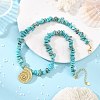Ocean Brass Sea Animals Pendant Synthetic Turquoise Chip Beaded Necklaces for Women NJEW-JN06424-02-1