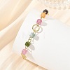 Natural Mixed Gemstone Faceted Cube Beaded Brass Chain Bracelets for Women BJEW-JB14334-2