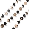 Handmade Brass & Glass Bead Flat Round Chains CHC-L051-05KCG-1