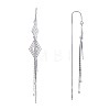 Anti-Tarnish Clear Cubic Zirconia Rhombus with Chain Tassel Dangle Earrings JE1041A-1