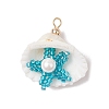 Cylinder Seed Beaded Starfish & Shell Pendants PALLOY-MZ00547-06-1