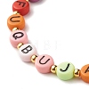 Flat Round with Letter Beaded Stretch Bracelet for Women BJEW-JB07553-01-4
