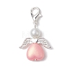 Heart Angel Acrylic & Glass Pearl Pendant Decoration HJEW-JM02366-4