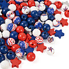 220Pcs Independence Day Theme Spray Painted Natural Wood Beads WOOD-TA0001-73-11