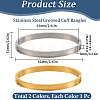2Pcs 2 Colors 6MM Egg Shaped 201 Stainless Steel Grooved Hinged Bangles STAS-SC0021-30-2