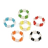 6Pcs 6 Colors Glass Bead Finger Rings RJEW-MZ00036-3