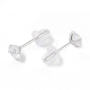 Rhodium Plated Diamond Shape 999 Sterling Silver Cubic Zirconia Stud Earrings for Women EJEW-S215-06P-3