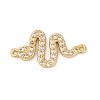 Brass Micro Pave Clear Cubic Zirconia Connector Charms KK-G526-02G-1