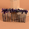 Natural Amethyst with Metal Chips Hair Combs PW-WG93284-04-1