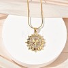 304 Stainless Steel Micro Pave Clear Cubic Zirconia Pendant Necklaces for Women NJEW-Z103-01G-09-3