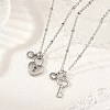 2Pcs 2 Styles 304 Stainless Steel Pendant Satellite Chain Necklaces NJEW-JN06495-02-1