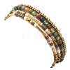 4Pcs 4 Style Natural Indian Agate & Tiger Eye & Seed Beaded Stretch Bracelets Set BJEW-JB09458-4