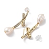 Natural Pearl Dangle Stud Earrings EJEW-P256-33G-2