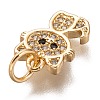 Brass Micro Pave Clear Cubic Zirconia Charms ZIRC-C020-38G-3