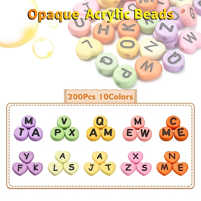 200Pcs 10 Colors Opaque Acrylic Beads SACR-YW0001-43-1