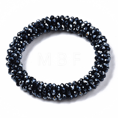 Faceted Electroplate Glass Beads Stretch Bracelets BJEW-S144-002G-01-1