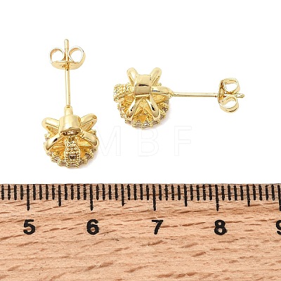 Crown Brass Micro Pave Clear Cubic Zirconia Stud Earrings for Women EJEW-G460-04G-1