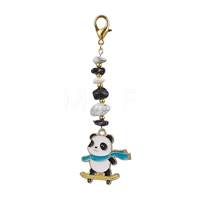 Panda Alloy Enamel Pendant Decorations HJEW-JM01515-1