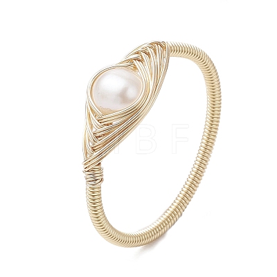 Horse Eye Natural Pearl Finger Rings RJEW-JR00844-01-1