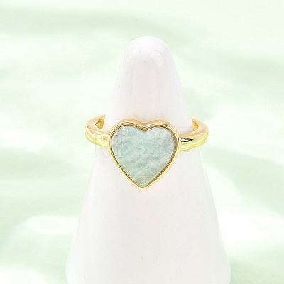 Natural Amazonite Finger Rings with Brass Findings G-H353-03G-03-1