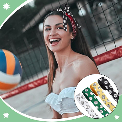 4 Rolls 4 Colors Sport Ball Print Grosgrain Ribbon OCOR-PH0004-07A-1