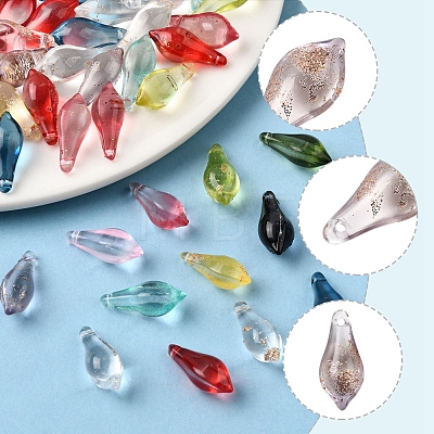50Pcs Handmade Gold Sand Lampwork Beads LAMP-FS0001-22-1