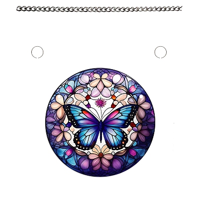 Flat Round Acrylic Pendant Decorations PW-WGE871D-08-1