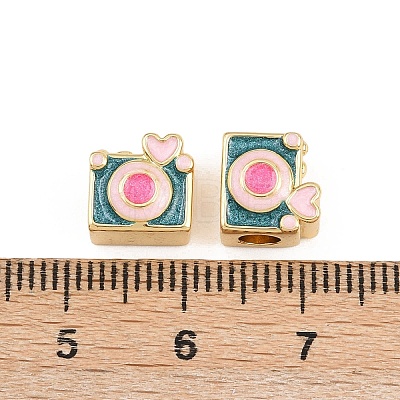 Brass Enamel Beads KK-B157-07G-1